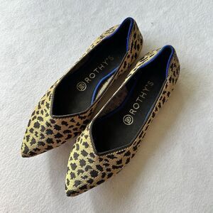 Rothy's The Point Leopard Cheetah Animal Print Ballet Flat Shoes W8